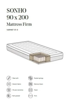 SONHO Pocketresårmadrass Fast 90x200 Cm
